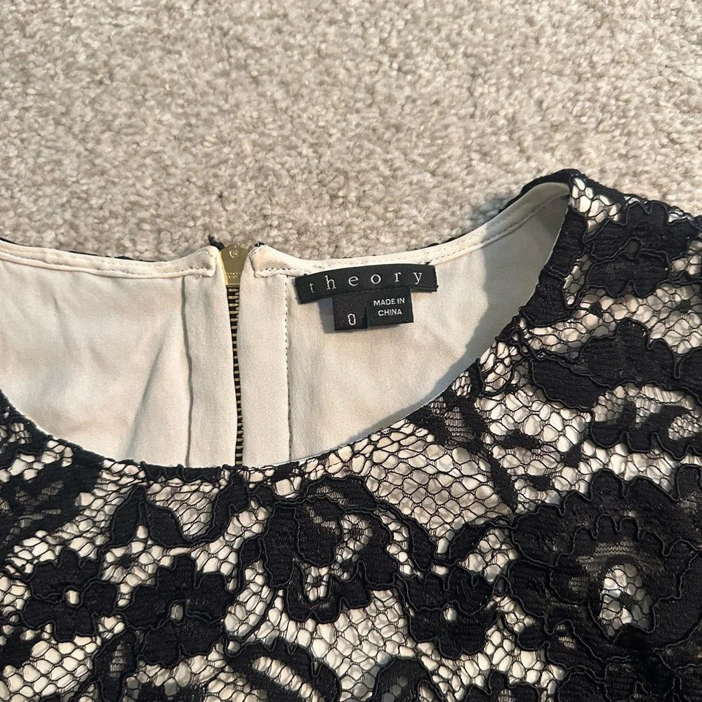 Theory! Elegant Beautiful Black lace theory dress dry cleaned!!! - Picture 4 of 9